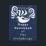 Manta Polar Chanukah Dove Stencil Fleece Blanket<br><div class="desc">Personalice "Chanukah Dove Stencil" Fleece Blanket/Small Personalize borrando texto y agregando su propio mensaje. Elija su estilo de fuente, tamaño y color favoritos. Se puede cambiar el color de fondo. El diseño también se puede agregar a tamaños de manta, medianos y grandes. Tamaño: Fleece Blanket, 30 "x40" Es difícil de...</div>