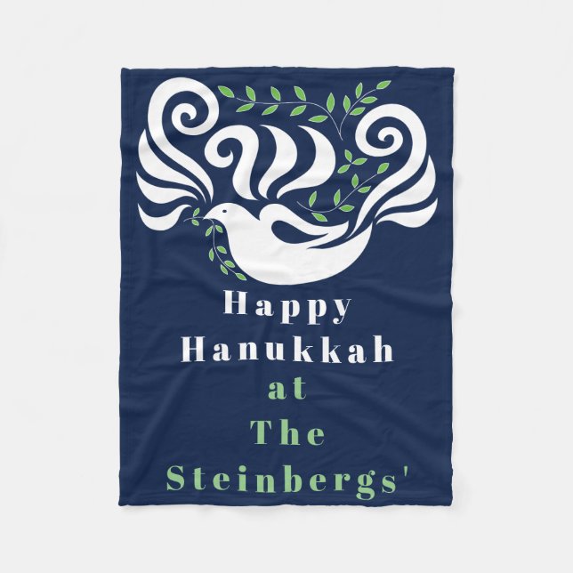 Manta Polar Chanukah Dove Stencil Fleece Blanket (Anverso)