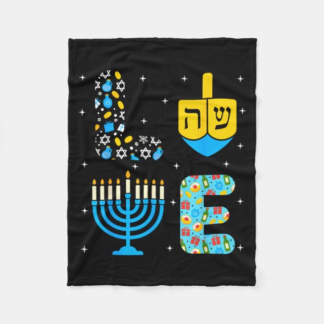 Manta Polar Chanukah Menorah Dreidel Icons Hanukkah Love Celeb (Anverso)