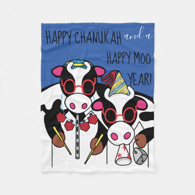 Manta Polar Chanukah Moo Year Fleece Blanket (Anverso)