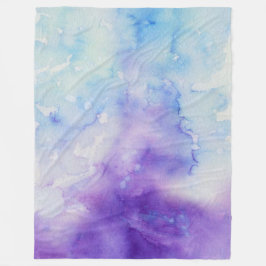 Manta Polar Chapoteo azul y púrpura de la acuarela líquida del