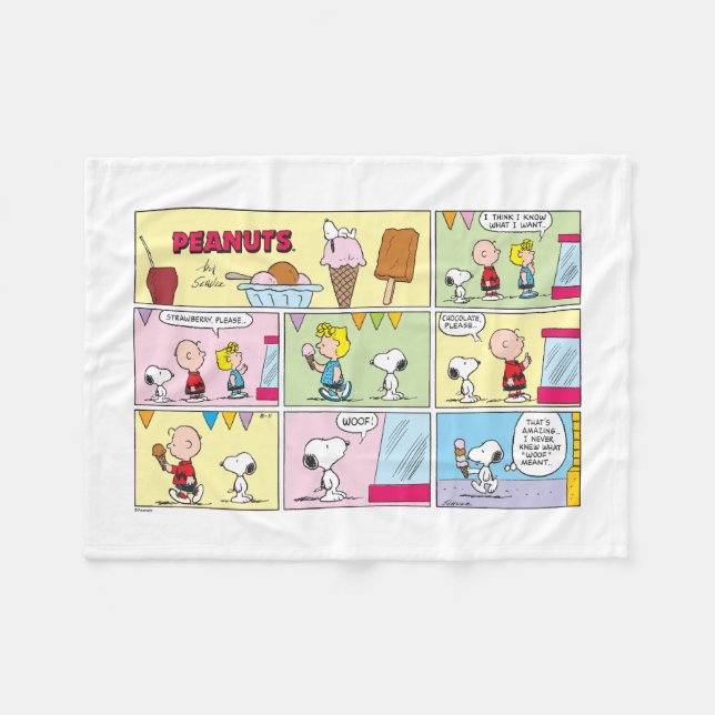 Manta Polar Charlie Brown, Snoopy y Sally | Helado (Frente (Horizontal))