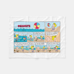 Manta Polar Charlie Brown Y Sally En La Playa