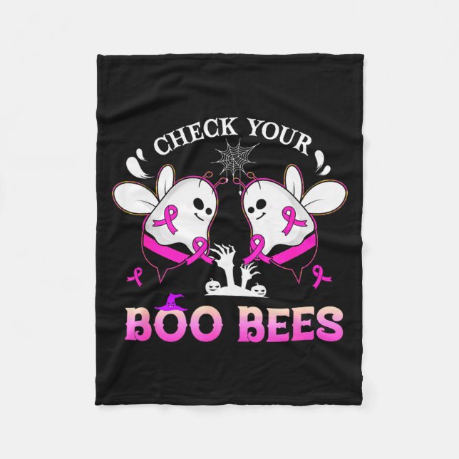 Manta Polar Check Your Boo Bees Funny Breast Cancer Halloween  (Anverso)