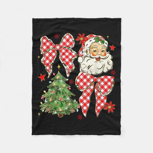 Manta Polar Checkered Coquette Bow Santa Claus Christmas Holid (Anverso)
