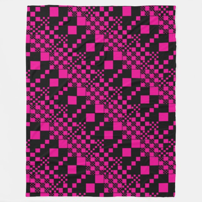 Manta Polar Cheques, chequitos - Magenta y negro (Anverso)