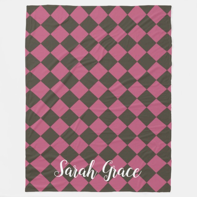 Manta Polar Cheques de colores - Choco-Cherry (Anverso)