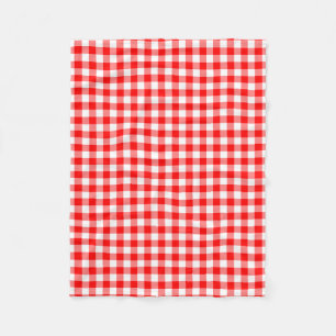 Manta Polar Cheques de Gingham de tamaño medio rojo y blanco