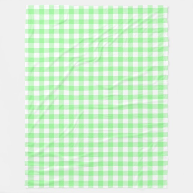 Manta Polar Cheques de Gingham verde y blanco pale pael (Anverso)
