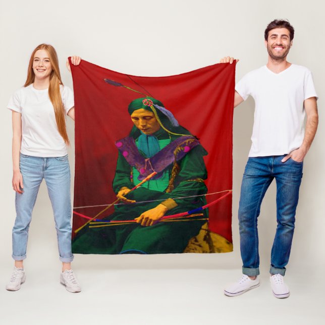 Manta Polar Cherokee Native American Pop Art Fleece Blanket (In situ)