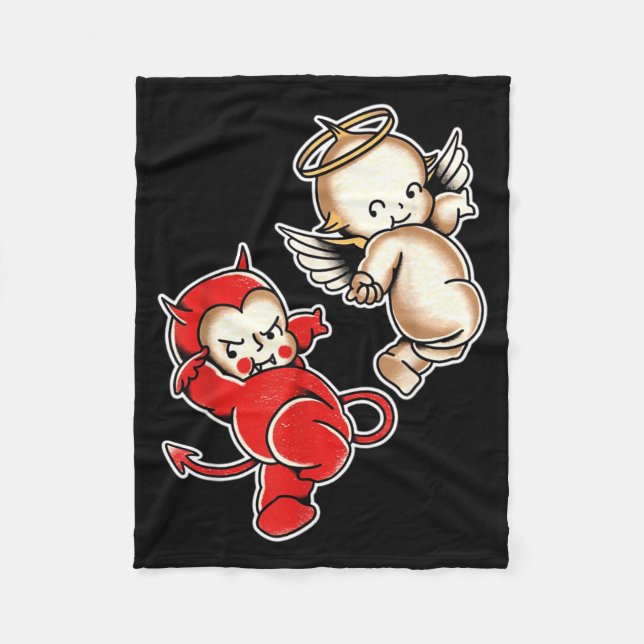 Manta Polar Cherubines Ángel Diablo Bebé Kewpie (Anverso)