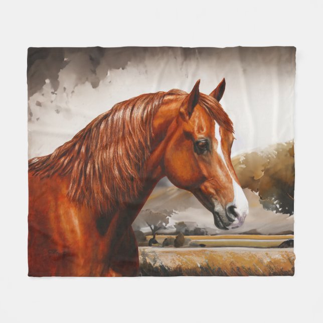 Manta Polar Chestnut Morgan Horse Rusty Red (Frente (Horizontal))