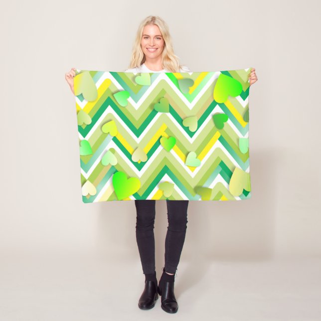 Manta Polar Chevron Amarillo Y Verde (In situ)