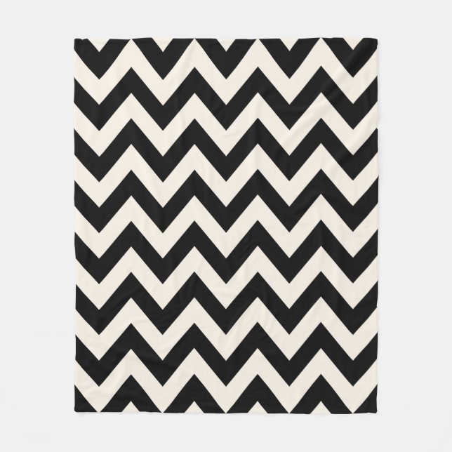 Manta Polar Chevron Blanco Negro Y Crema, Hueso Herringbone Zi (Anverso)