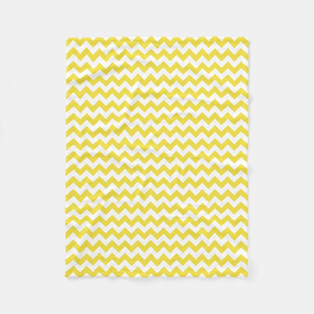 Manta Polar Chevron blanco y amarillo moderno Zigzag (Anverso)