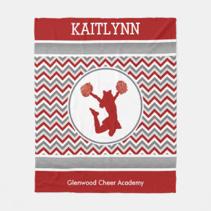 Manta Polar Chevron con monograma rojo raya Pom o alegría