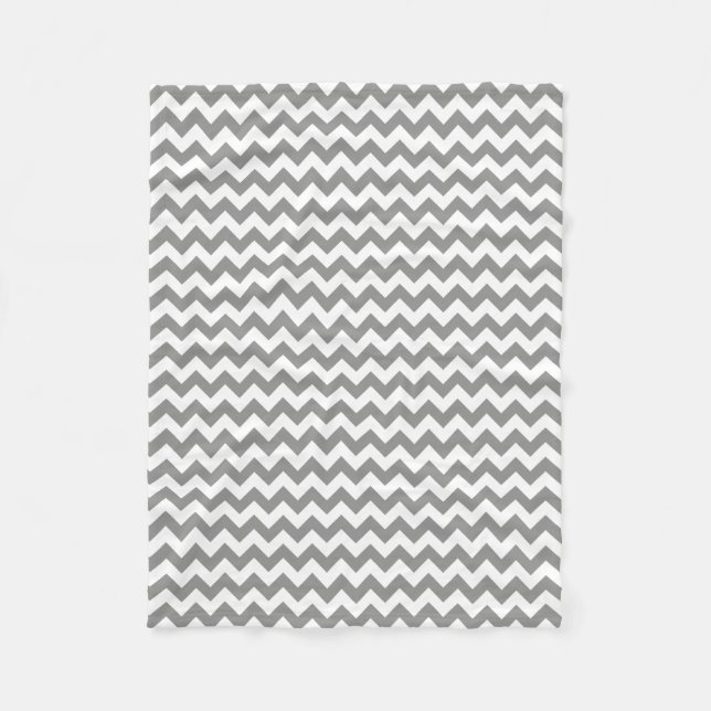 Manta Polar Chevron Gris y Blanco moderno Zigzag (Anverso)