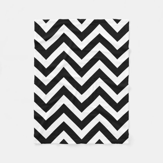 Manta Polar Chevron horizontal de gran tamaño negro y blanco (Anverso)