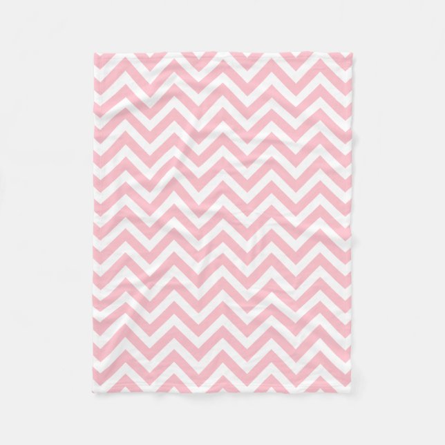 Manta Polar Chevron horizontal rosa y blanco de tamaño medio (Anverso)