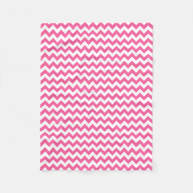 Manta Polar Chevron moderno rosa y blanco Zigzag (Anverso)