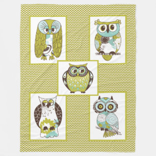 Manta Polar Chevron Owls Fleece Blanket