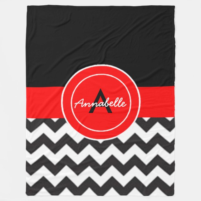 Manta Polar Chevron rojo negro (Anverso)
