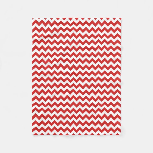 Manta Polar Chevron Rojo y Blanco moderno Zigzag (Anverso)