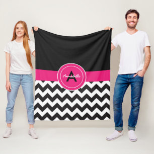 Manta Polar Chevron rosa negro