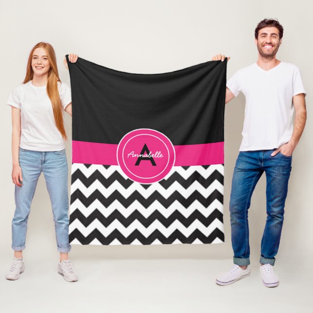 Manta Polar Chevron rosa negro (In situ)
