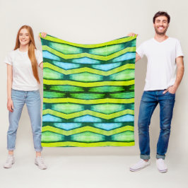 Manta Polar Chevron verde y amarillo