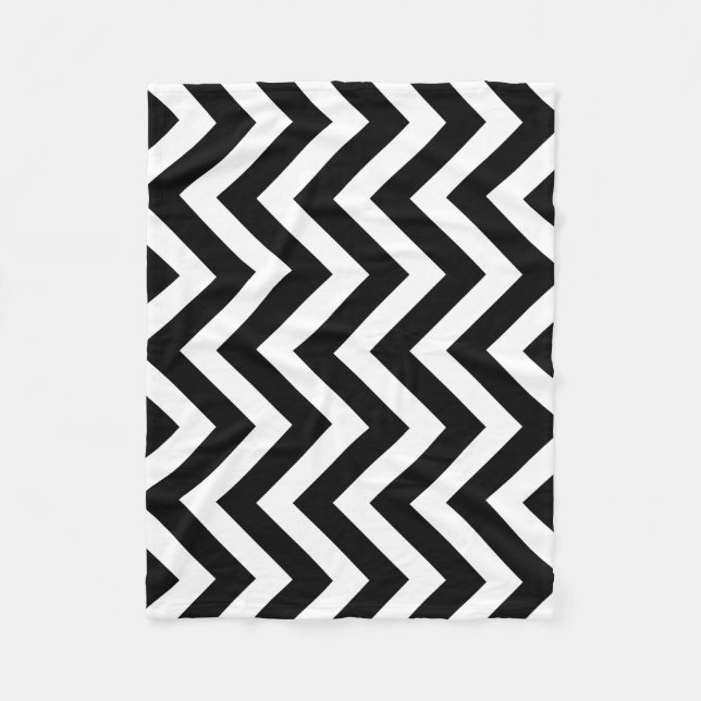 Manta Polar Chevron vertical de gran tamaño negro y blanco (Anverso)