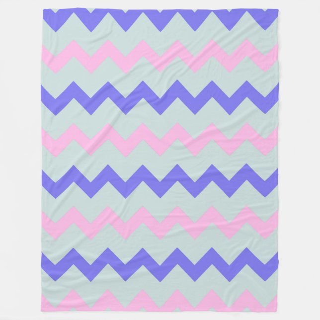 Manta Polar Chevron zigzag hielo cobalto rosa azul (Anverso)