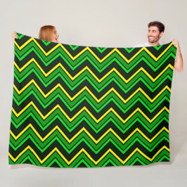 Manta Polar Chevron zigzag verde, negro y amarillo