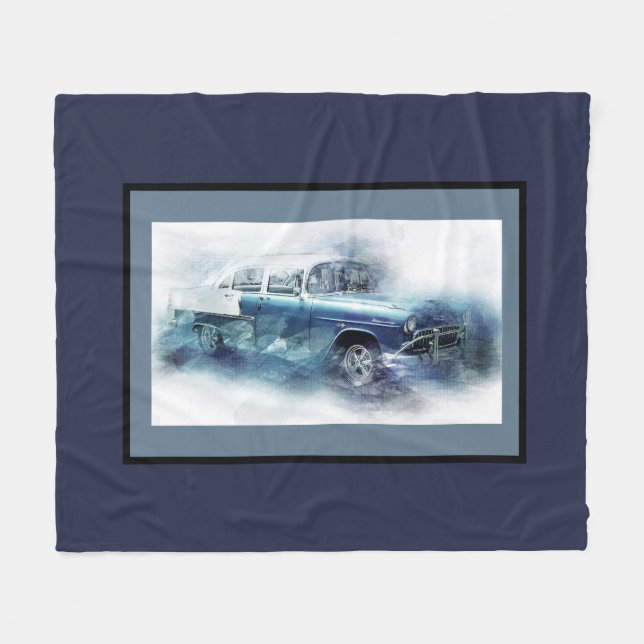 Manta Polar Chevy vintage en azul (Frente (Horizontal))