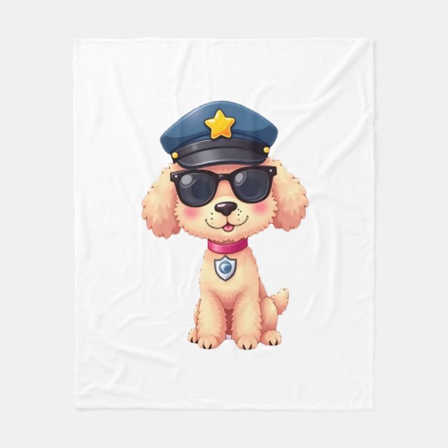 Manta Polar Chibi Anime Policía Poodle Dog (Anverso)