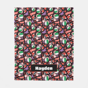 Manta Polar Chibi Joker and Harley Heart Pattern