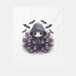 Manta Polar Chibi Segador Halloween - Fantasía Oscura Adorable