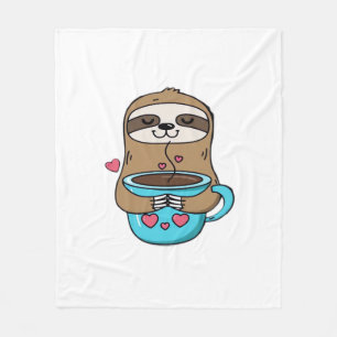 Manta Polar Chibi Sloth Coffee Lover - Cute Kawaii Sloth Huggi