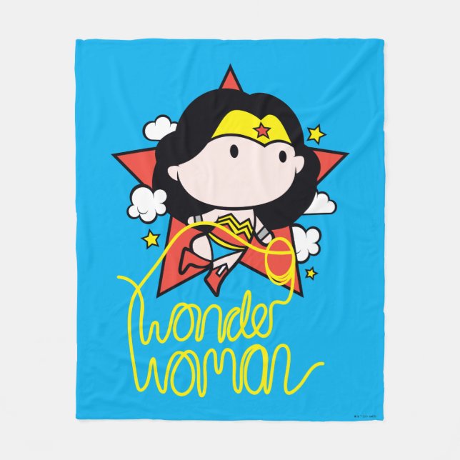 Manta Polar Chibi WonWoman Volando Con Lasso (Anverso)