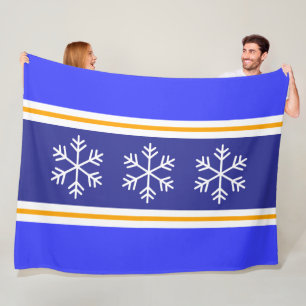 Manta Polar Chic Dos Tonos Rayas Azules y Blancas Tres Copos d