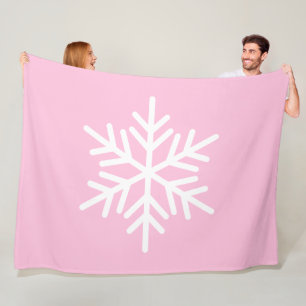 Manta Polar Chic Festivo Copo de Nieve Alpino Blanco sobre Ros