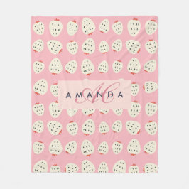 Manta Polar Chic Girly Strawberry Pattern Monograma Regalos