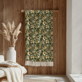 Manta Polar Chic Green Gold Throw Modern Botanical Luxe Look