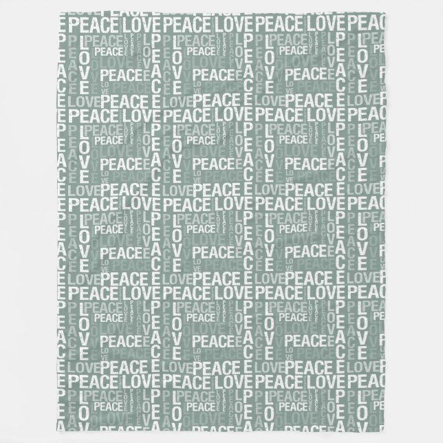 Manta Polar Chic Olive Green White Peace Love Christmas (Anverso)