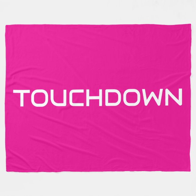Manta Polar Chic Sporty TOUCHDOWN Modern Text On Bright Pink (Frente (Horizontal))