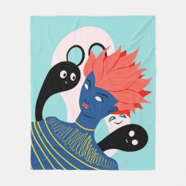 Manta Polar Chica alienígena con fantasmas fantasmales amigos 