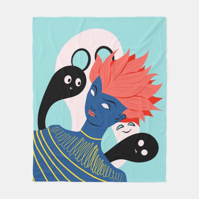 Manta Polar Chica alienígena con fantasmas fantasmales amigos  (Anverso)