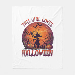 Manta Polar Chica Ama Bruja de Halloween Calabazas Murciélagos