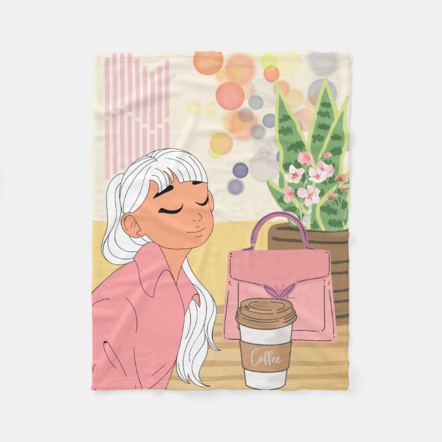 MANTA POLAR CHICA ANIME , EN UN CAFÉ (Anverso)