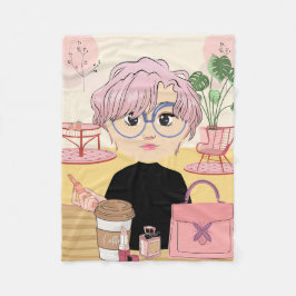 MANTA POLAR CHICA ANIME , UTILIZANDO MAKE EN UN CAFÉ